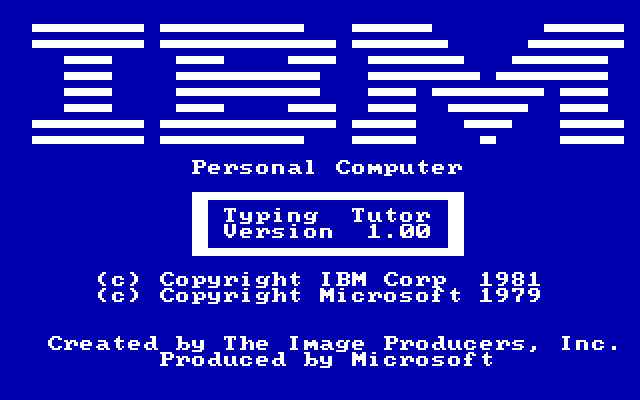 IBM Typing Tutor 1.00 - Splash